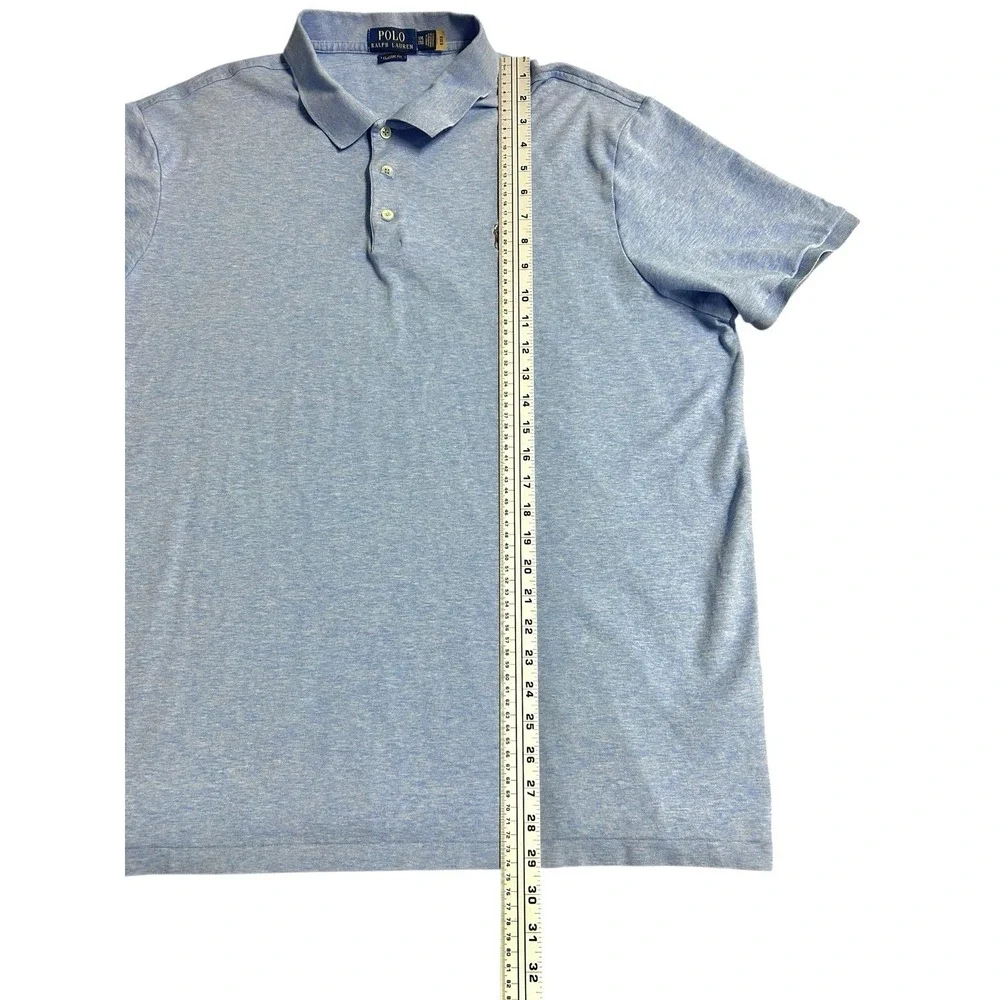 Ralph Lauren Soft Cotton Polo Shirt Isle Heather Blue XXL‎ Classic Fit Preppy